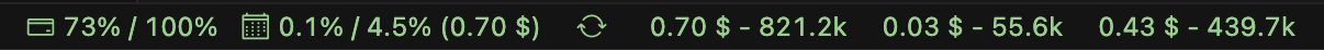 Dark status bar: Current, Today, Refresh, and recent query chips.